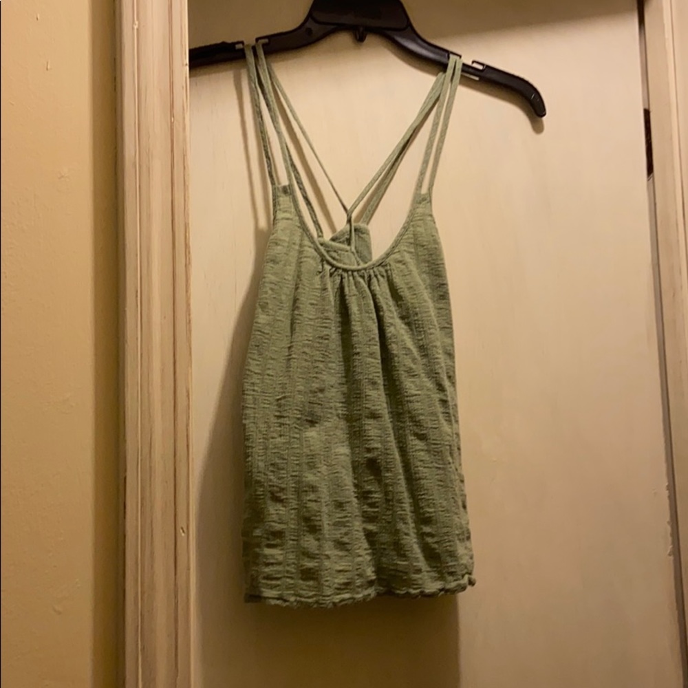 Green cross strapped tank top